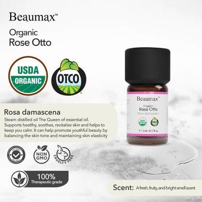 Rose Otto Organic Essential Oil (Rosa Damascena) 5ml